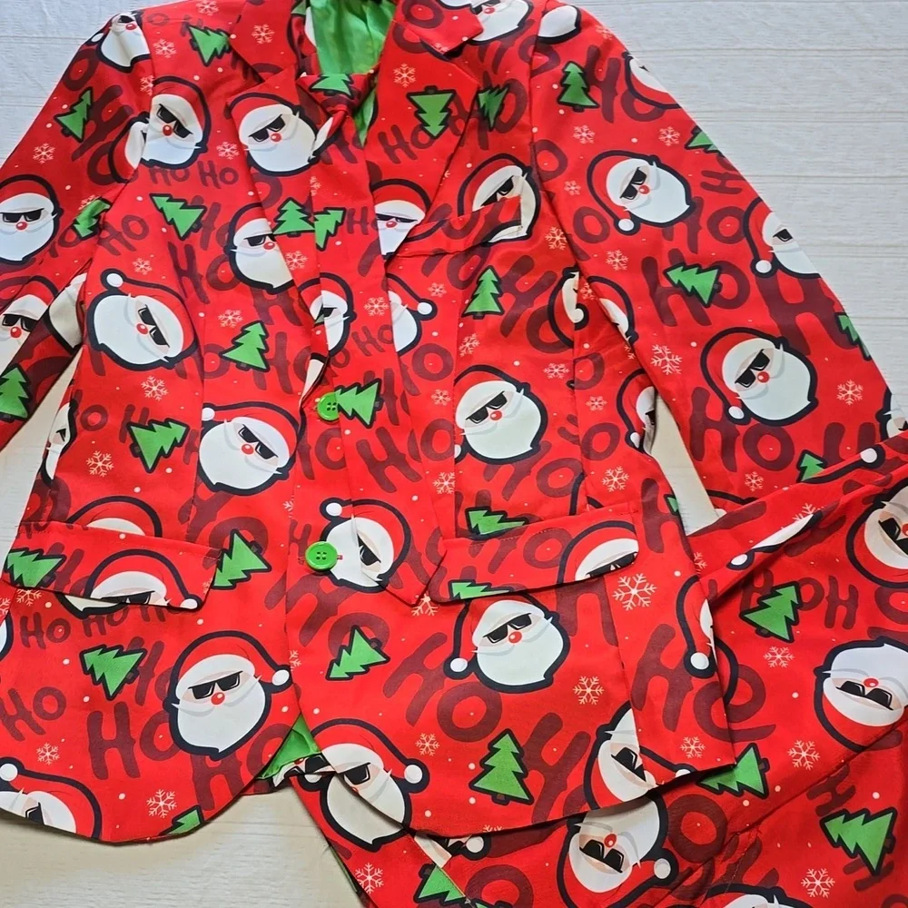 Suitmeister Santa Motif Suit & Tie KIDS Size Large 10/12
